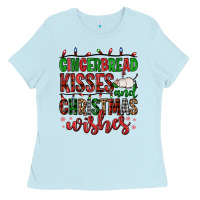 Gingerbread Kisses And Christmas Wishes Ladies Tee | Teevron