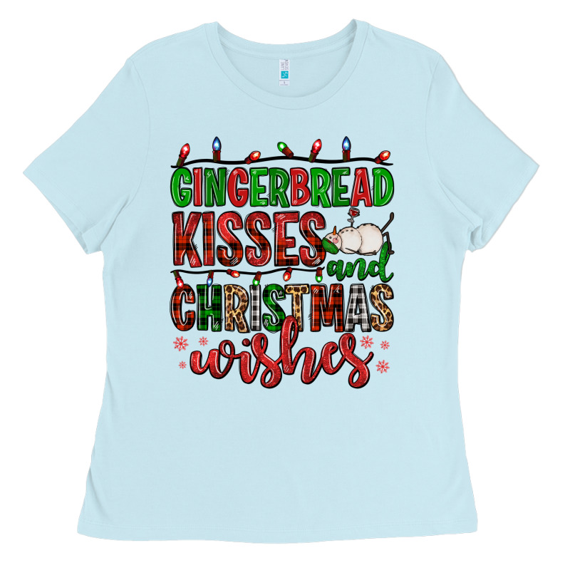 Gingerbread Kisses And Christmas Wishes Ladies Tee by FaDigitalArtStudio | Teevron