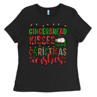 Black gingerbread kisses and christmas wishes Ladies Tee - FaDigitalArtStudio