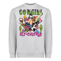 Heather Grey western rodeo cowgirl dreams Heavyweight Sweatshirt - NancyCooperArtShop