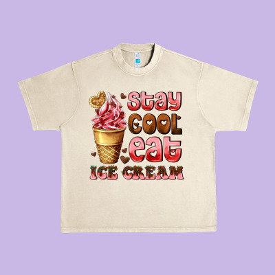 Stay Cool Eat Ice Cream Urban Heavy Tee Designed By Adodesignshop