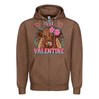 Chestnut hello valentine highland cow Zipper Hoodie - RanaPortraitStore