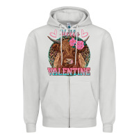 Dove Grey hello valentine highland cow Zipper Hoodie - RanaPortraitStore