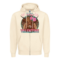 Sandshell hello valentine highland cow Zipper Hoodie - RanaPortraitStore