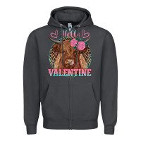 Smoke hello valentine highland cow Zipper Hoodie - RanaPortraitStore