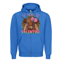 True Royal hello valentine highland cow Zipper Hoodie - RanaPortraitStore