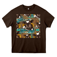 Chocolate Brown western baby calf seamless pattern Heavy Core Tee - HRA Design Shop