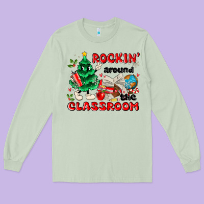 Rockin Around The Classroom Long Sleeve Tee Designed By Maliassmallbusiness
