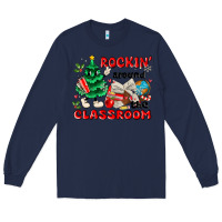 Navy rockin around the classroom Long Sleeve Tee - MaliasSmallBusiness