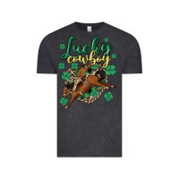 Vintage Black lucky cowboy Vintage Tee - MaliasSmallBusiness