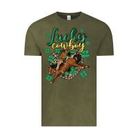 Vintage Olive lucky cowboy Vintage Tee - MaliasSmallBusiness