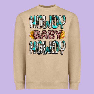 Western Howdy Baby Howdy Heavyweight Sweatshirt Designed By Nancycooperartshop