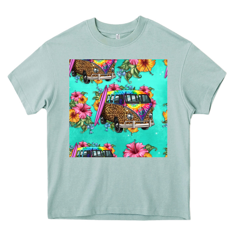 Floral Hippie Truck Seamless Pattern Heavy Core Tee by HRA Design Shop | Teevron