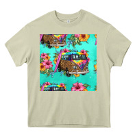 Mossy floral hippie truck seamless pattern Heavy Core Tee - HRA Design Shop