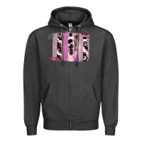 Charcoal Heather Purple Glitter Cowhide Pattern Brushstrokes Zipper Hoodie - Bettercallsaul