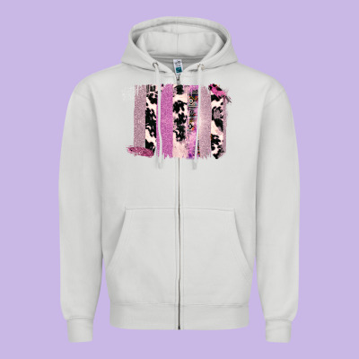 Purple Glitter Cowhide Pattern Brushstrokes Zipper Hoodie Designed By Bettercallsaul