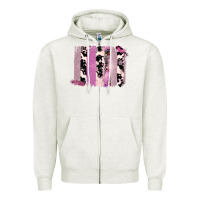 Oatmeal Heather Purple Glitter Cowhide Pattern Brushstrokes Zipper Hoodie - Bettercallsaul