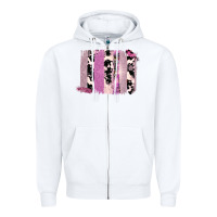 White Purple Glitter Cowhide Pattern Brushstrokes Zipper Hoodie - Bettercallsaul