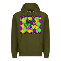 Army Green mardi gras hearts Premium Hoodie - JahusDesignShop