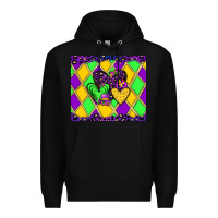 Black mardi gras hearts Premium Hoodie - JahusDesignShop