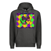 Charcoal Heather mardi gras hearts Premium Hoodie - JahusDesignShop