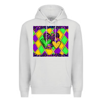 Dove Grey mardi gras hearts Premium Hoodie - JahusDesignShop