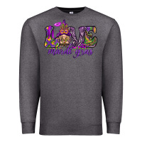 Charcoal Heather Love Mardi Gras with gnome Premium Sweatshirt - HowdyJamesFarm