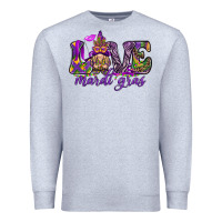 Heather Grey Love Mardi Gras with gnome Premium Sweatshirt - HowdyJamesFarm