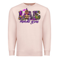 Pale Pink Love Mardi Gras with gnome Premium Sweatshirt - HowdyJamesFarm