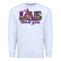 White Love Mardi Gras with gnome Premium Sweatshirt - HowdyJamesFarm
