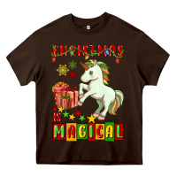 Chocolate Brown christmas magical unicorn Heavy Core Tee - FaDigitalArtStudio