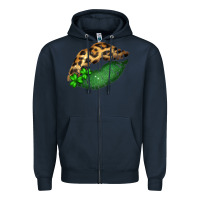 Navy St. Patricks Day Leopard Lips Zipper Hoodie - Bettercallsaul