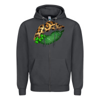 Smoke St. Patricks Day Leopard Lips Zipper Hoodie - Bettercallsaul
