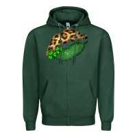 Sports Green St. Patricks Day Leopard Lips Zipper Hoodie - Bettercallsaul