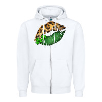 White St. Patricks Day Leopard Lips Zipper Hoodie - Bettercallsaul