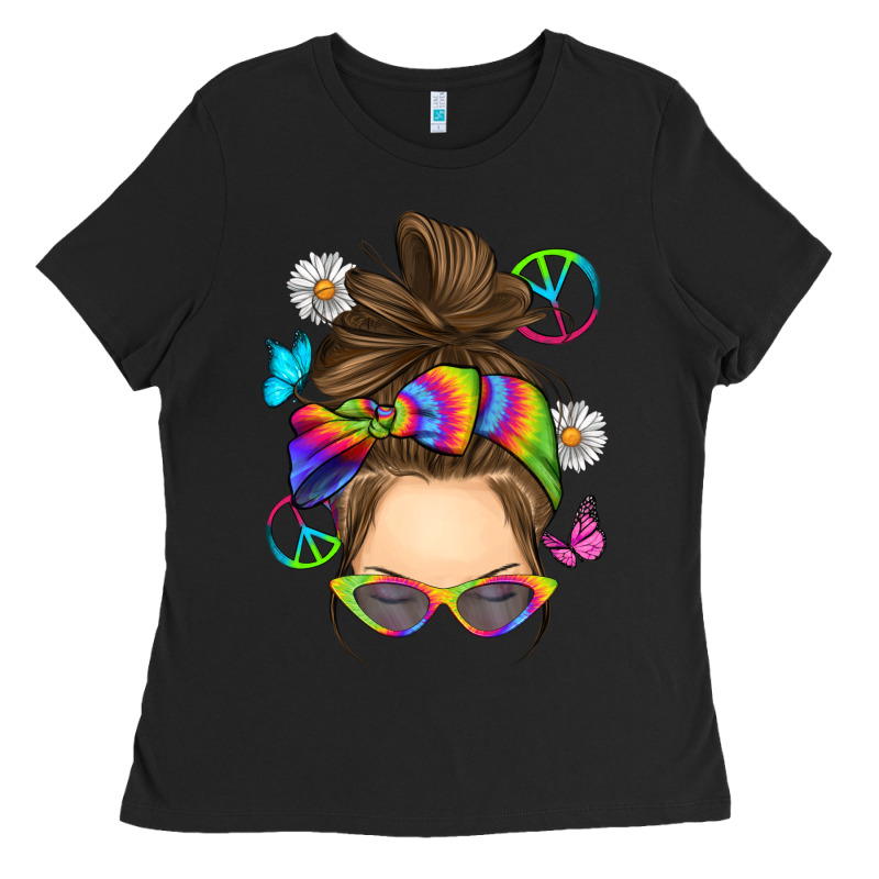 Messy Bun Tie Dye Ladies Tee by RanaPortraitStore | Teevron