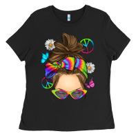Black messy bun tie dye Ladies Tee - RanaPortraitStore