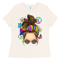 Bone messy bun tie dye Ladies Tee - RanaPortraitStore