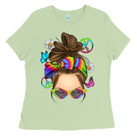 Matcha messy bun tie dye Ladies Tee - RanaPortraitStore