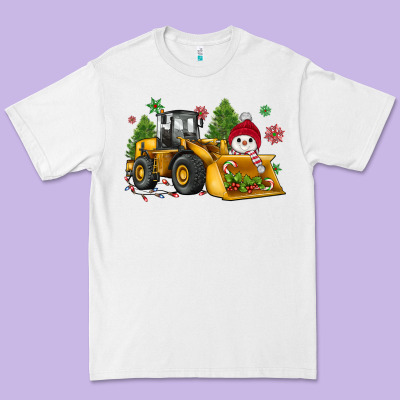 Christmas Bulldozer Snowman Premium Tee Designed By Jahusdesignshop