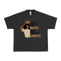 Pigment Black hustle like a boss live like a queen Urban Heavy Tee - MaliasSmallBusiness