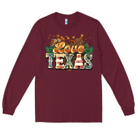 Burgundy love texas Long Sleeve Tee - NancyCooperArtShop