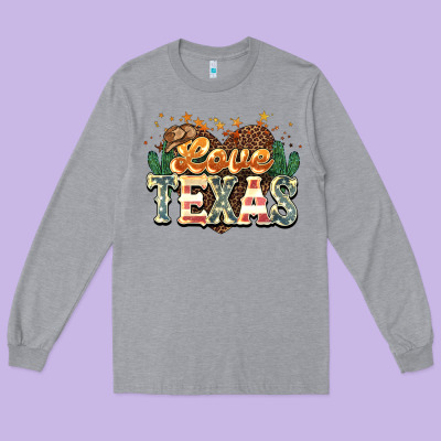 Love Texas Long Sleeve Tee Designed By Nancycooperartshop