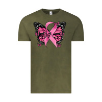 Vintage Olive breast cancer ribbon  butterfly Vintage Tee - MaliasSmallBusiness