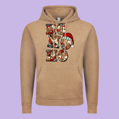 Ho Ho Ho Western Christmas Vintage Hoodie Designed By Jasminsmagicworld