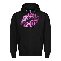 Black Pink Leopard Lips Zipper Hoodie - Bettercallsaul
