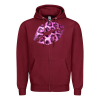 Burgundy Pink Leopard Lips Zipper Hoodie - Bettercallsaul