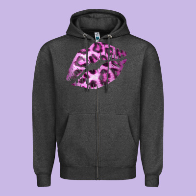 Pink Leopard Lips Zipper Hoodie Designed By Bettercallsaul