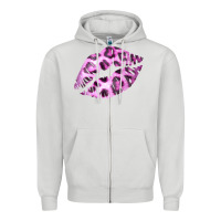 Dove Grey Pink Leopard Lips Zipper Hoodie - Bettercallsaul