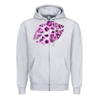 Heather Grey Pink Leopard Lips Zipper Hoodie - Bettercallsaul